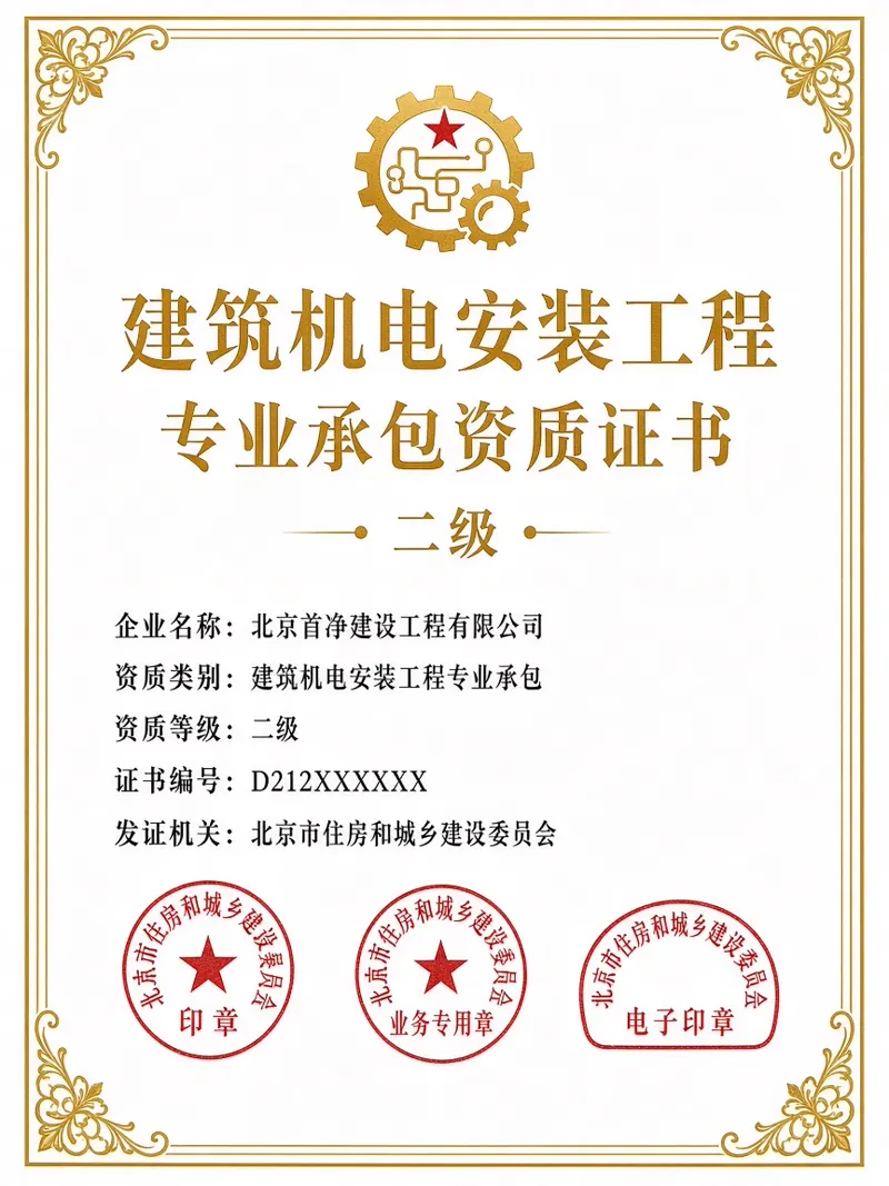 建筑机电安装工程专业承包证书